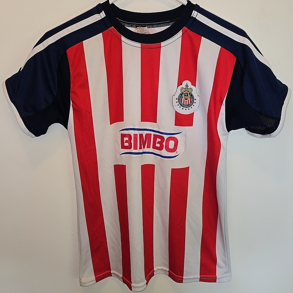 Kids Red and White Striped Soccer Jersey
